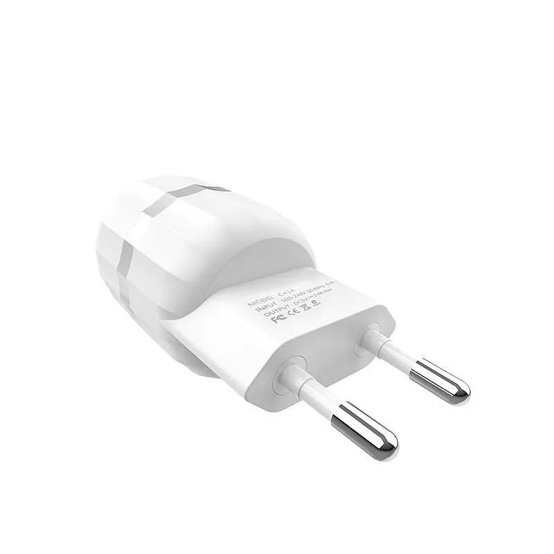 Мережевий зарядний пристрій Hoco 2USB C41A 2.4A White - фото 5