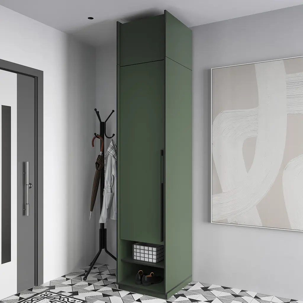 Пенал для будинку Flamecame з полицями у передпокій FR-01 Зелений Димчастий - фото 3