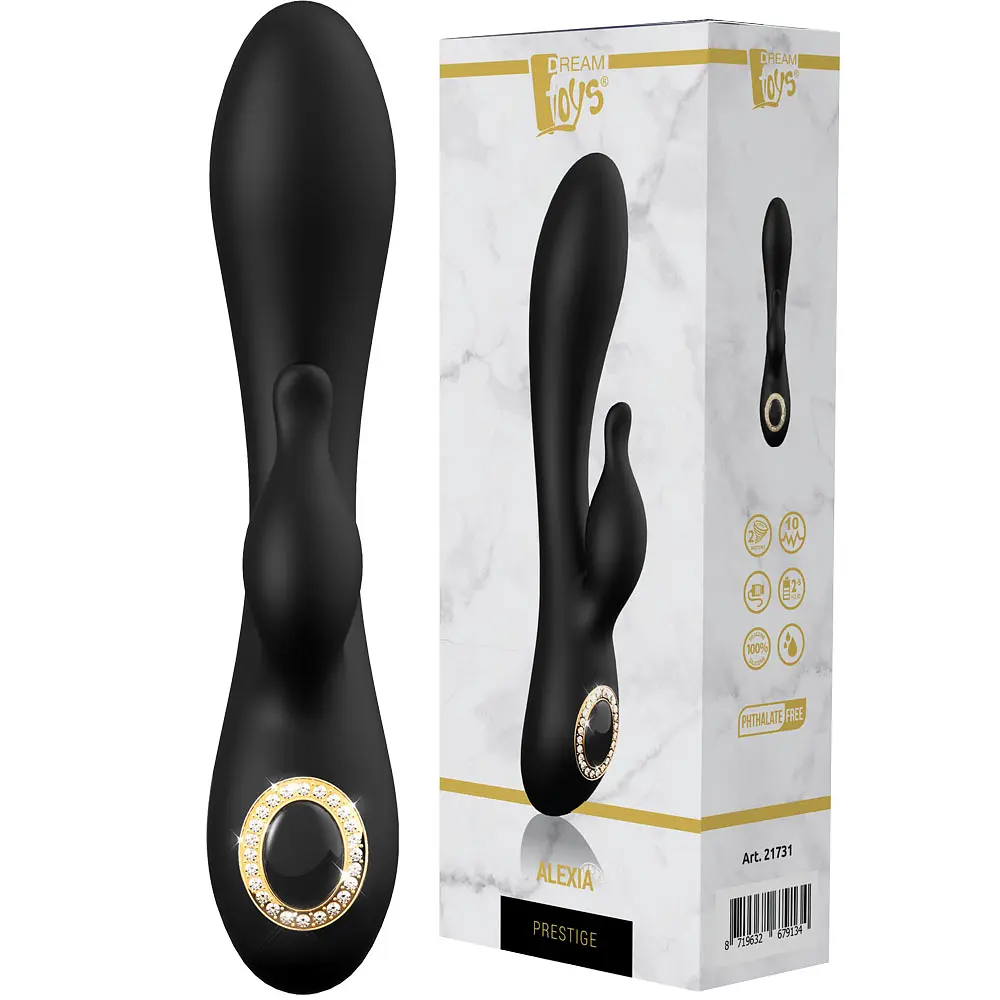 Вібратор-кролик Dreamtoys Prestige Alexia 20 см чорний - фото 8