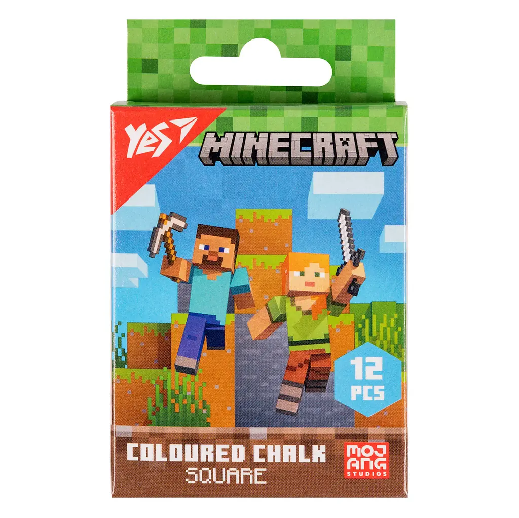 Крейда кольорова YES квадратна 12 шт 6 кол Minecraft 400483