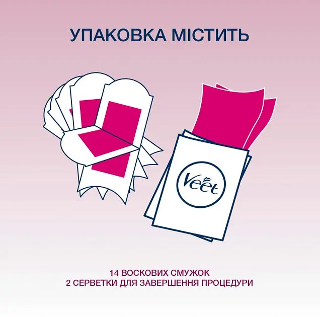 Восковые полоски Veet Easy Gelwax для депиляции линии бикини и подмышек 14 шт. (3034477) - фото 5