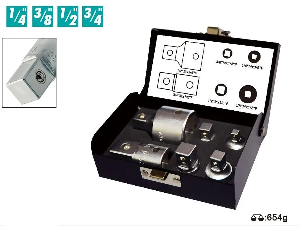 Набір перехідників (6 шт) 1/2", 1/4", 3/4", 3/8" для торцевих головок Whirlpower 1616-0506 - фото 2