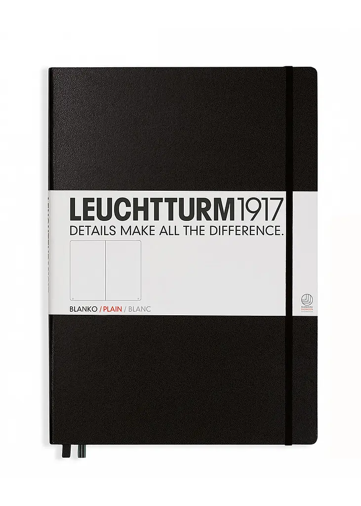 Блокнот Leuchtturm1917 Master Classic А4+, чорний, чисті аркуші (308227)