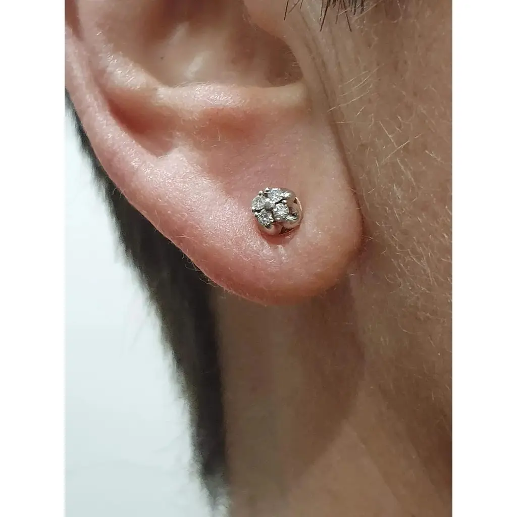 Золоті сережки-пуссети Харківська ювелірна фабрика з діамантами. 880110-СП - фото 2