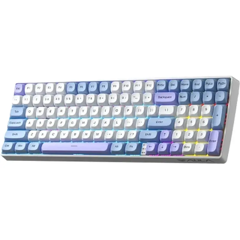 Клавіатура Aula S100pro RGB KRGD Red Switch Wireless/Bluetooth/Type-C UA White/Blue (6948391205762) - фото 2