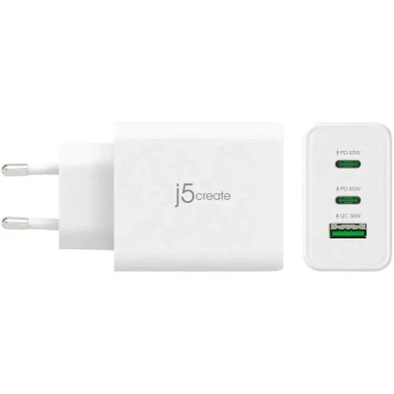 Зарядний пристрій J5create 1xUSB + 2xUSB-C 65W GaN QC3.0/PD/PPS (JUP3365E-EN) - фото 4