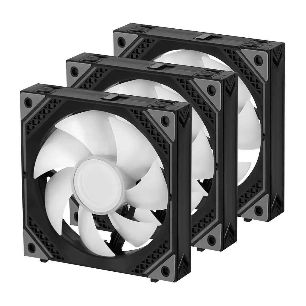 2E Gaming Корпусный вентилятор 2E GAMING Air Cool ACF120MB-ARGB, 3x120мм, 2000rpm, 4pin PWM +5VARGB, 20.5dBa, черный - фото 7