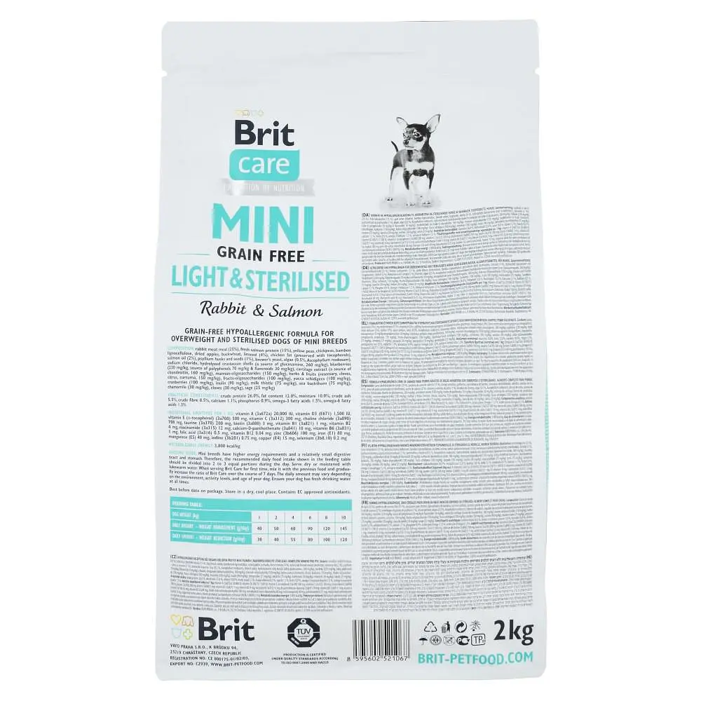 Сухой корм Brit Care GF Mini Light & Sterilised 2 кг для стерилизованных собак. - фото 3