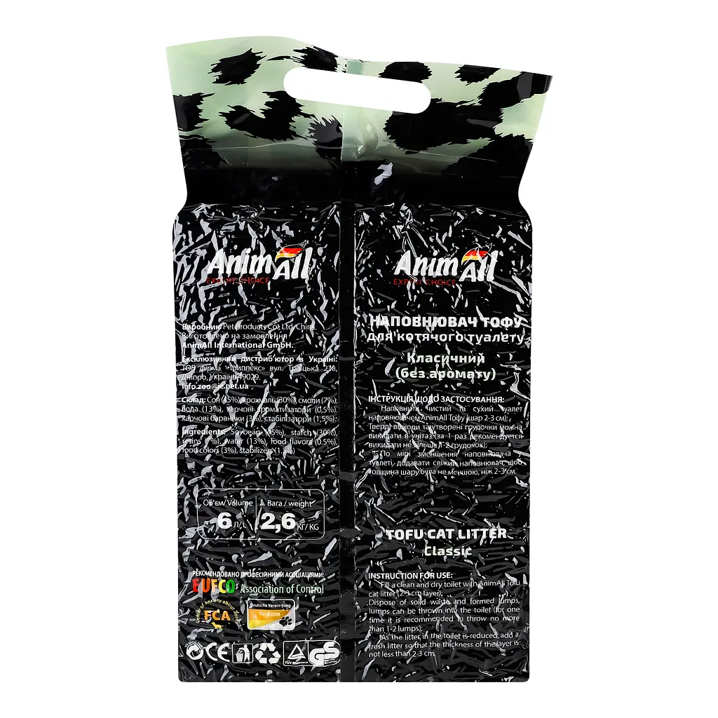 Соєвий наповнювач для котячого туалету AnimAll Тофу, класичний, 6 л - фото 4