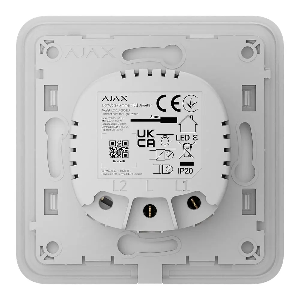 Розумний димерний вимикач світла Ajax LightSwitch (Dimmer) White (26-00550) - фото 4