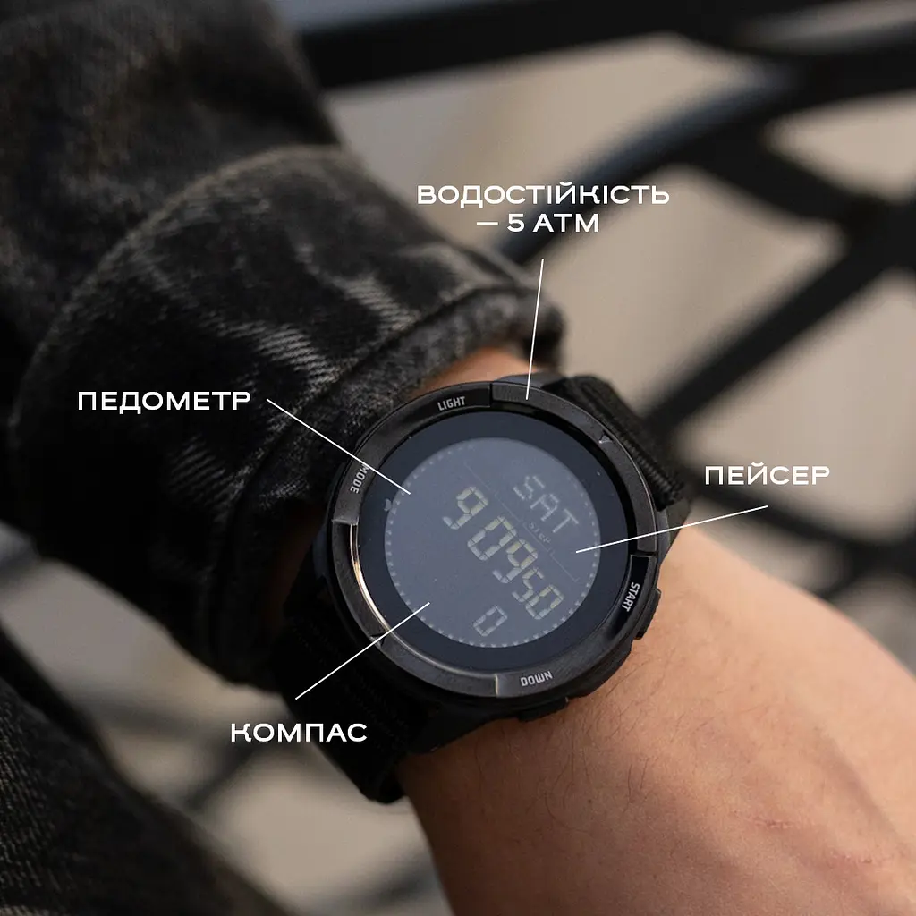 Годинник North Edge Alps Black з компасом, 2 ремінця - фото 6