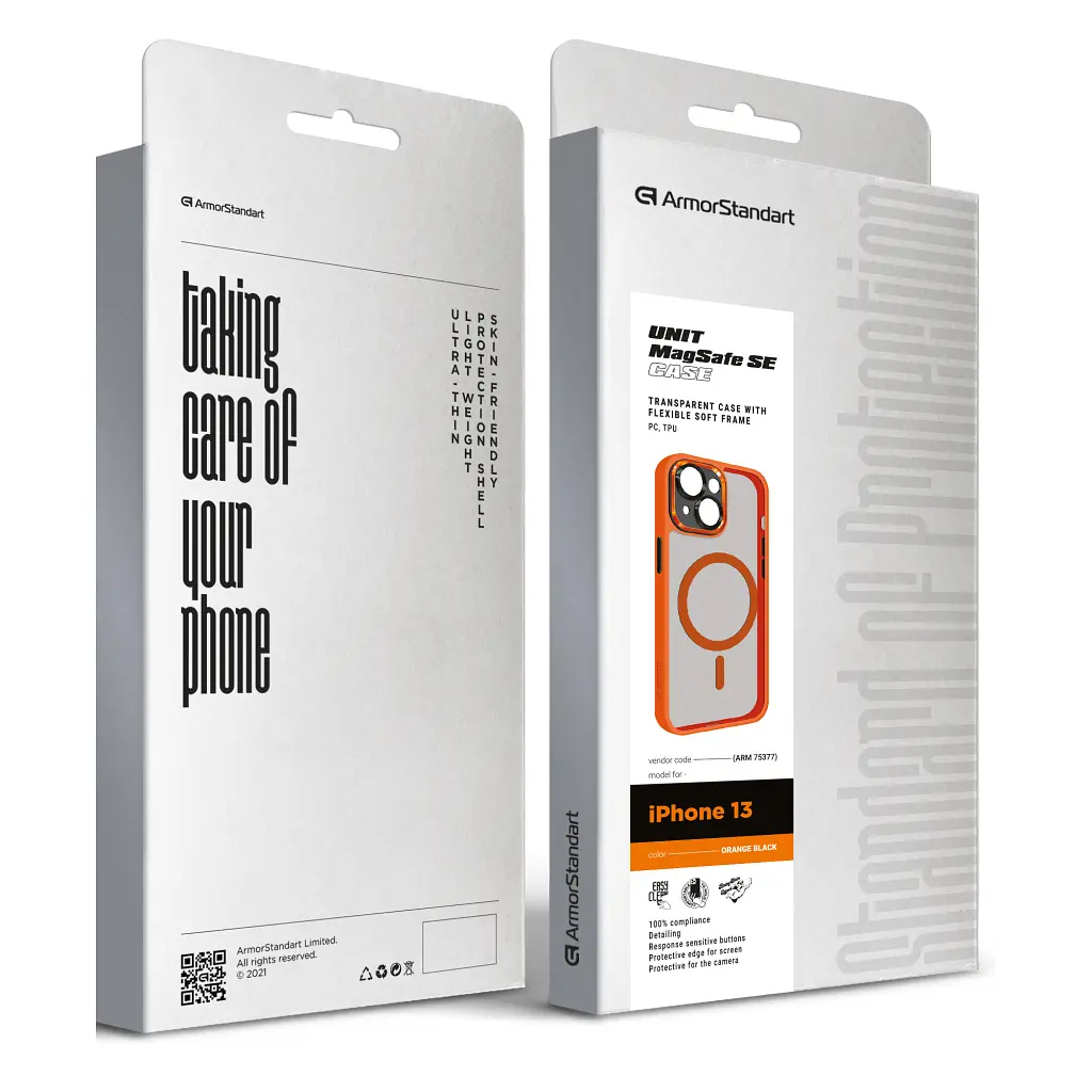 Чехол для мобильного телефона Armorstandart Unit MagSafe SE Apple iPhone 13 Orange Black (ARM75377) - фото 2