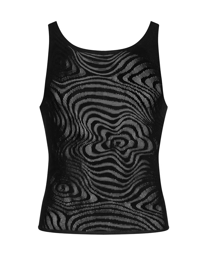 Чоловіча напівпрозора майка-борцовка з візерунком Obsessive T103 tank top S/M/L, чорна - фото 5
