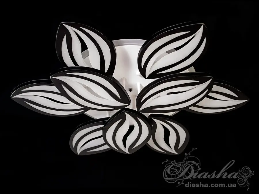 Люстра стельова LED Diasha 8092/6+3BK, 165W, 3200K-6500K, акрил, чорний метал, сучасний стиль для дому - фото 3