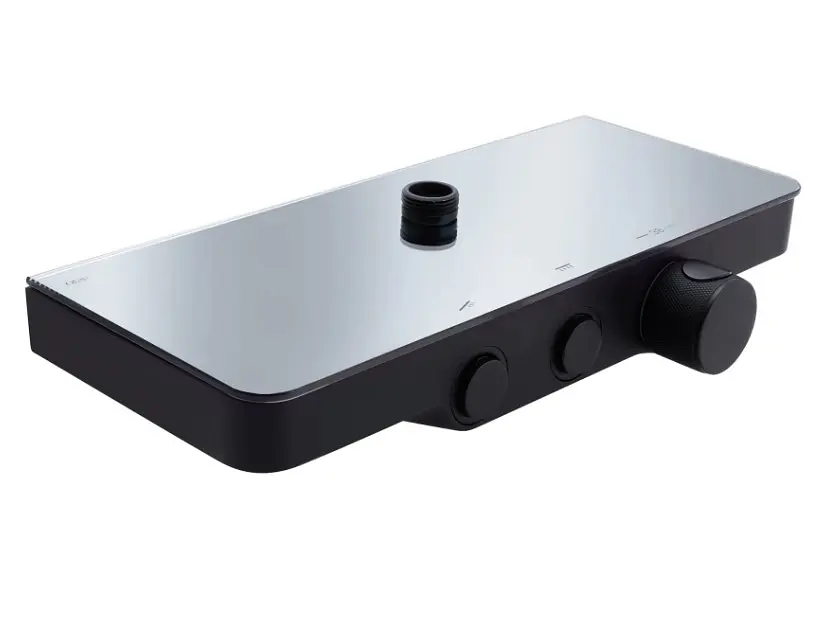 Душова система універсальна Qtap Sloup Black Matt термостатична з полицею QTSL57T105VNKBB - фото 2