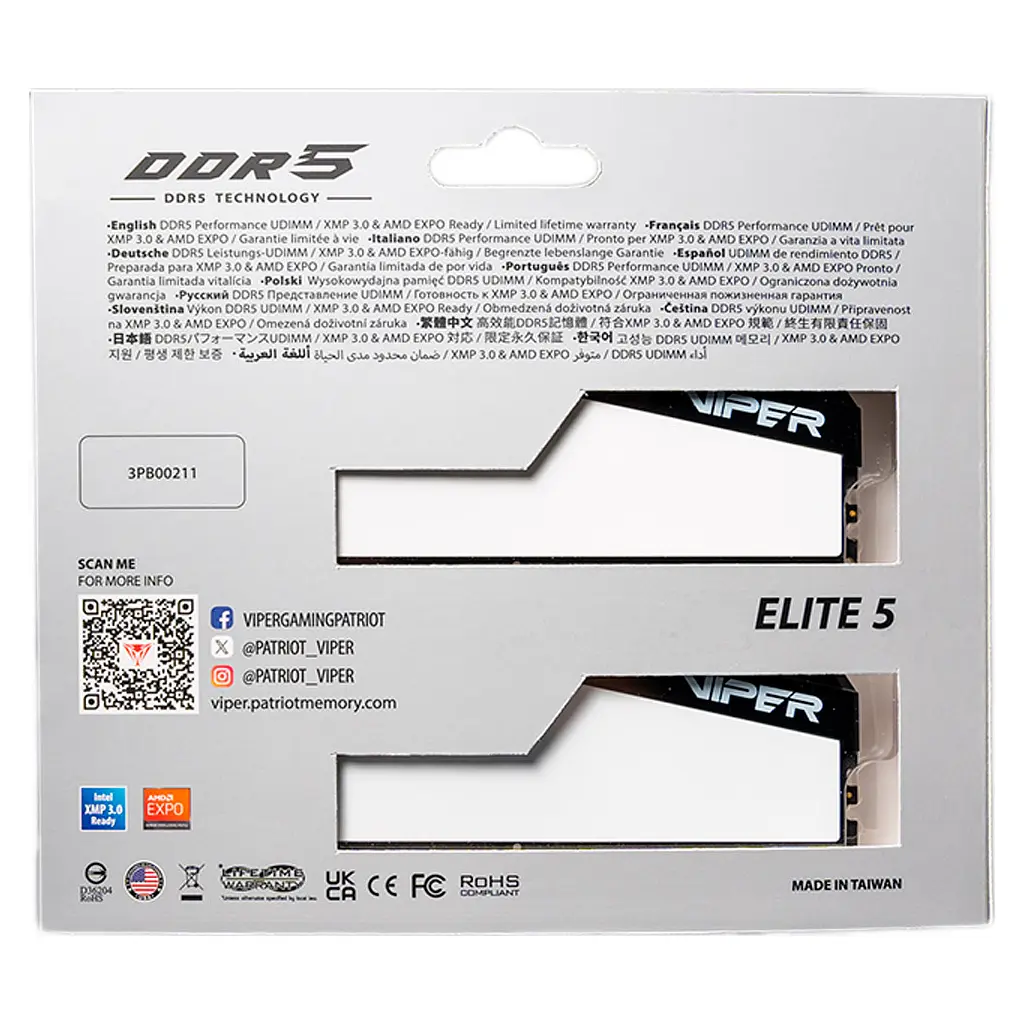 Модуль пам'яті для комп'ютера DDR5 32GB (2x16GB) 5600 MHz Viper Elite 5 Patriot (VEB532G5636KW) - фото 8