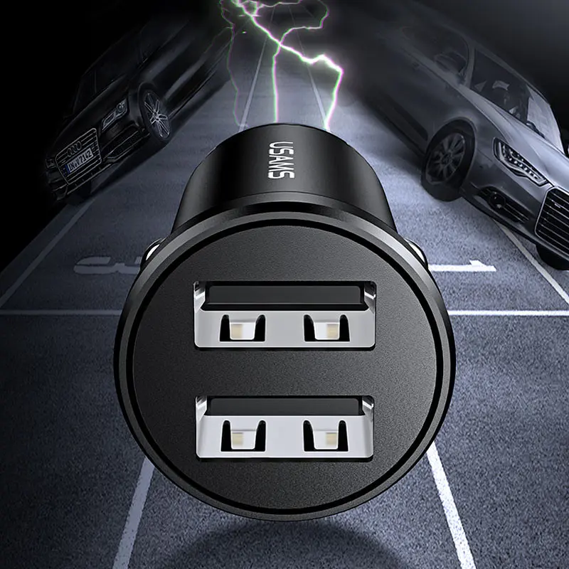 АЗП Usams US-CC114 C20 Mini 2.4A (2USB-A) Чорний - фото 2