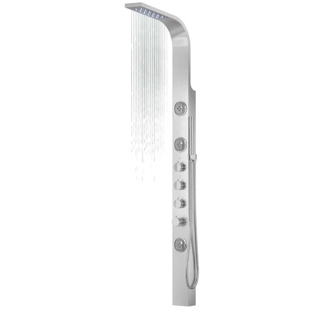 Душова панель Corsan Snake inox LED з термостатом S002TSLLED, Нержавіюча сталь - фото 2