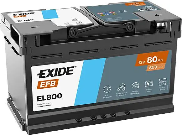 Автомобільний акумулятор EXIDE Start-Stop EFB 6СТ-80Ah АзЕ 800A (EN) EL800
