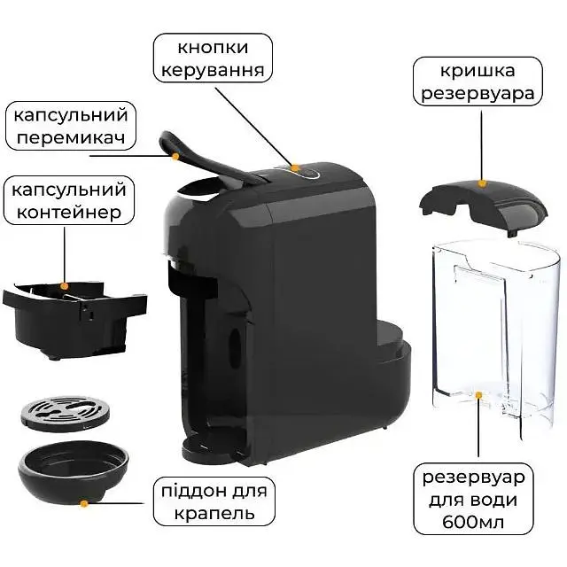 Кофемашина Sokany SK-516, 1450 Вт 600 мл черная - фото 3