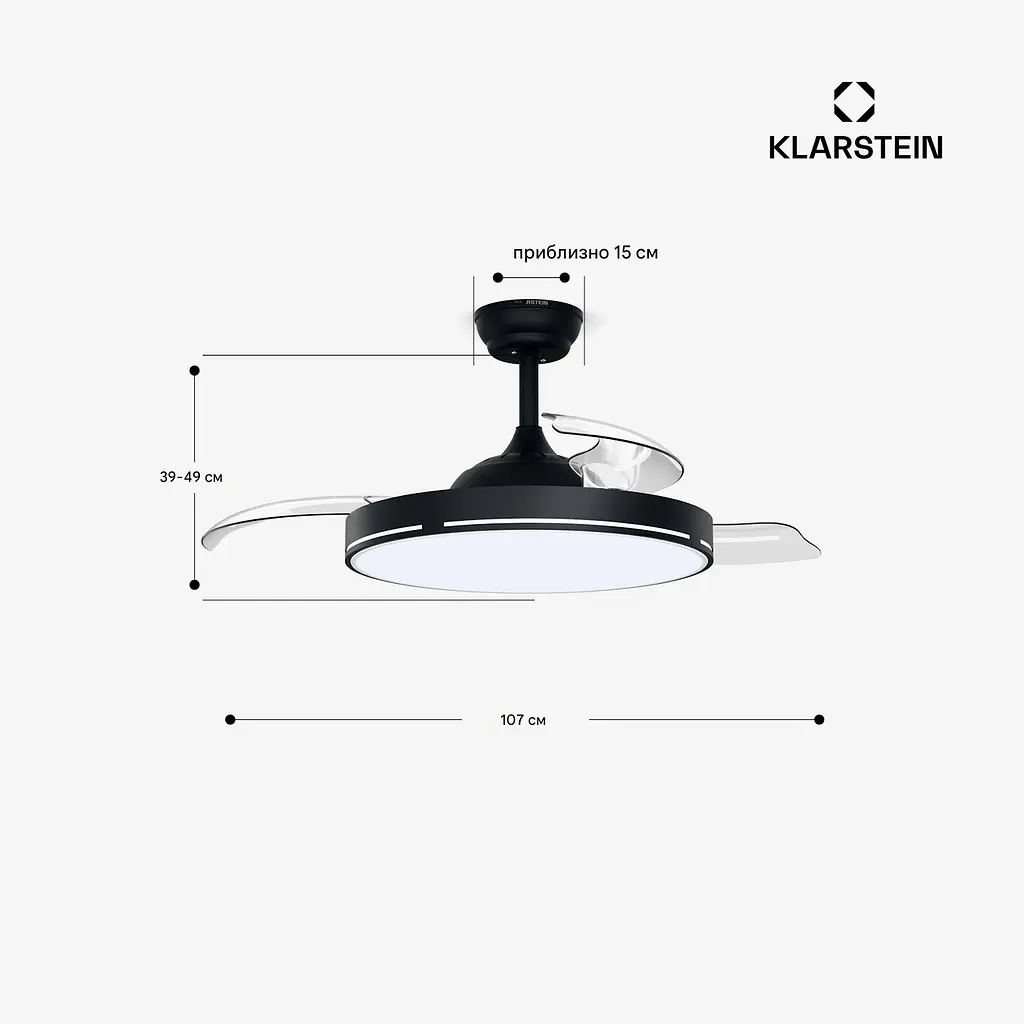 Стельовий вентилятор-люстра KLARSTEIN AirFold 107 см (10047034) - фото 3