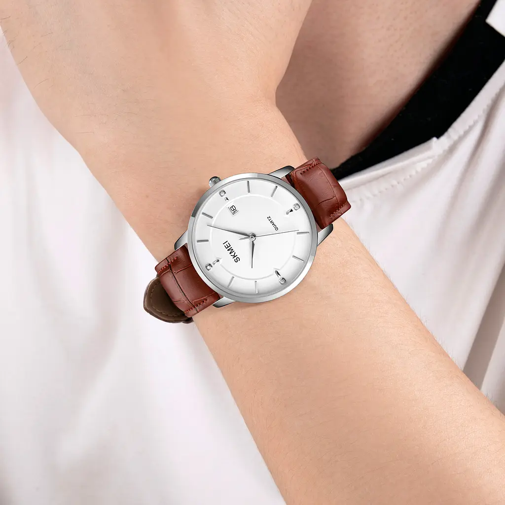 Наручные часы мужские 1801LSIBN Silver-White Brown Leather Skmei acs0030586 - фото 3