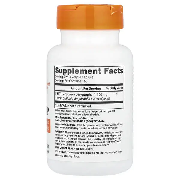5-HTP 100 mg 60 Veggie Caps Doctor's Best vit0006751 - фото 2