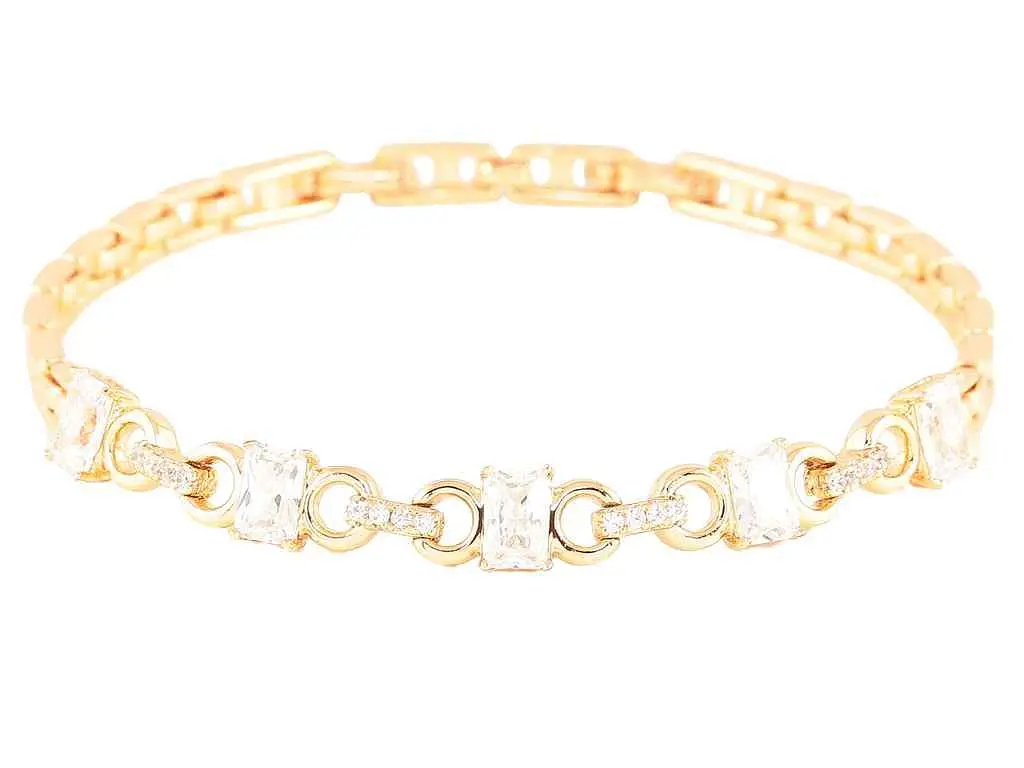 Браслет XUPING Позолота 18K "Візерунок з фіанітами» розмір з замком 17,19см х 4мм (259121) - фото 2