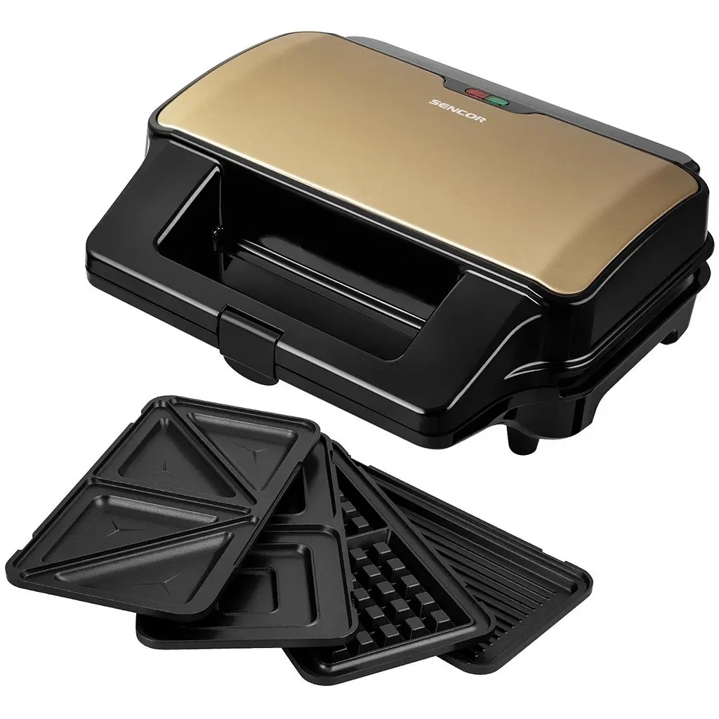 Мультимейкер Sencor 900 Вт комплект 4 пластини алюміній нержав.сталь пластик чорний-шампань - фото 8