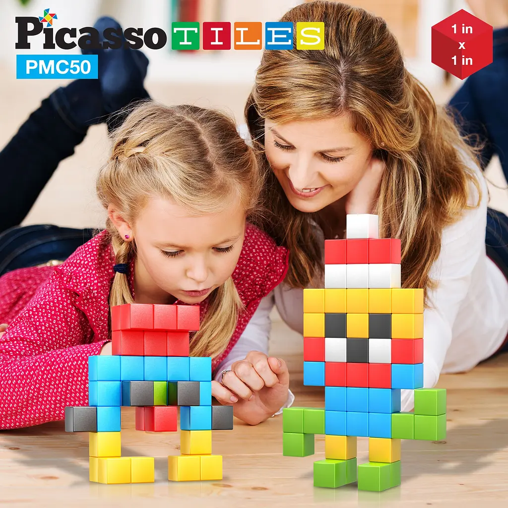 Конструктор магнитный Picasso Tiles Building Cubes 50 деталей (PMC50) - фото 8