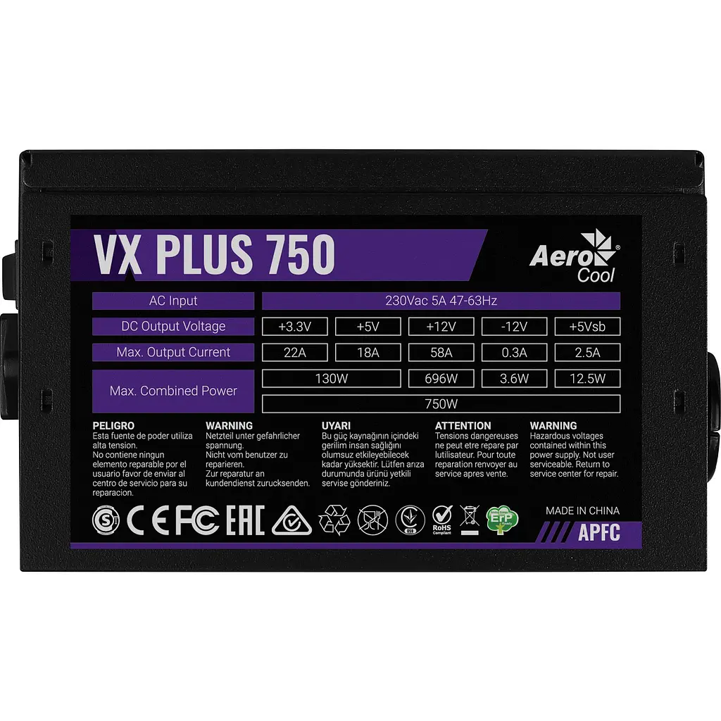 Блок живлення Aerocool VX Plus Stealth 750W (ACPN-VS75AEY.12) Black - фото 3