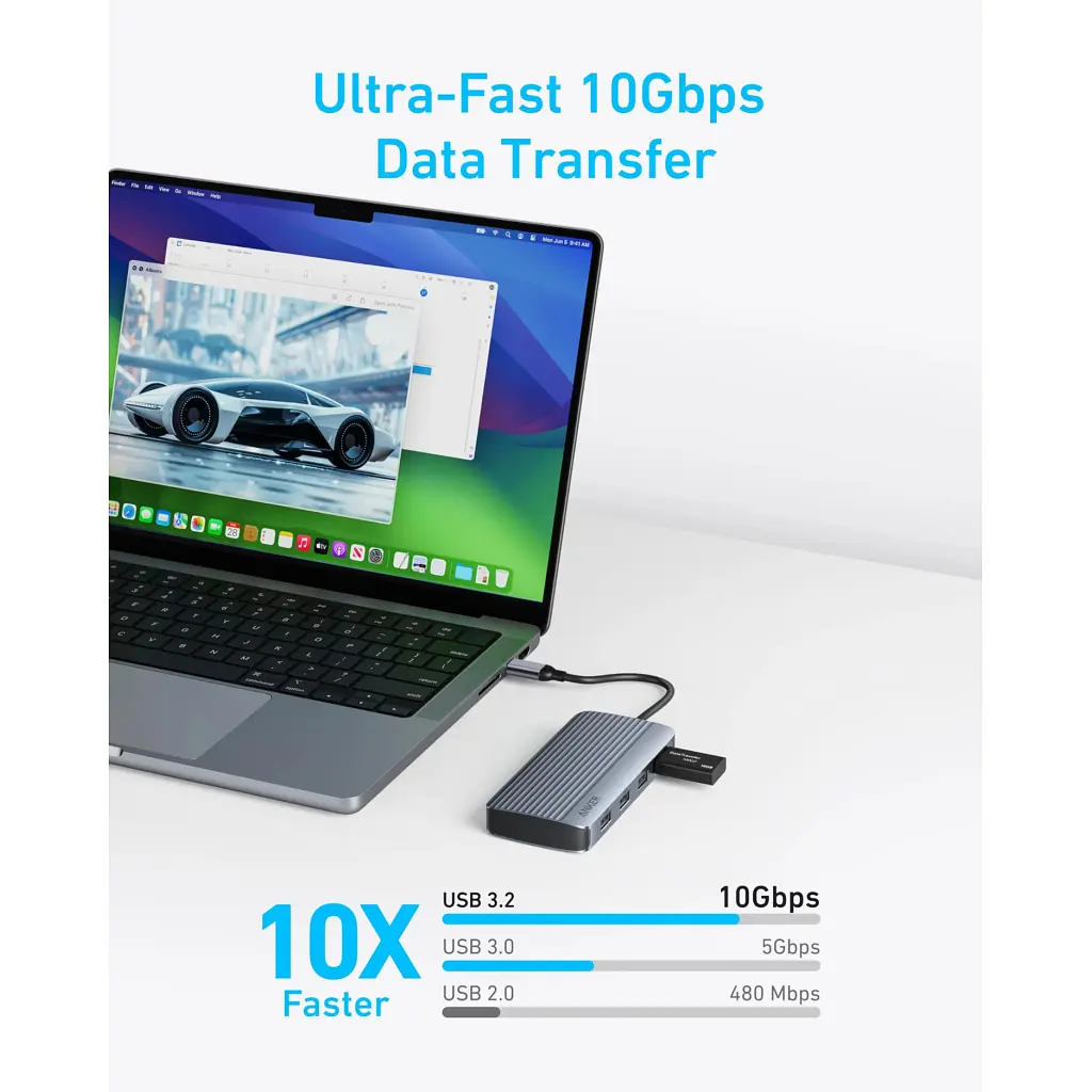 Концентратор USB-C 7-in-1 1xUSB-C PD100W + 2xHDMI + 4xUSB-A black Anker (A83740A2) - фото 6