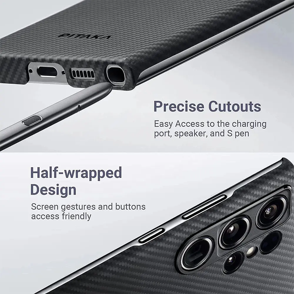 Оригінальний протиударний чохол для Samsung Galaxy S23 Ultra Pitaka MagEZ MagSafe Case 3 Twill Black/Grey KS2301U - фото 10