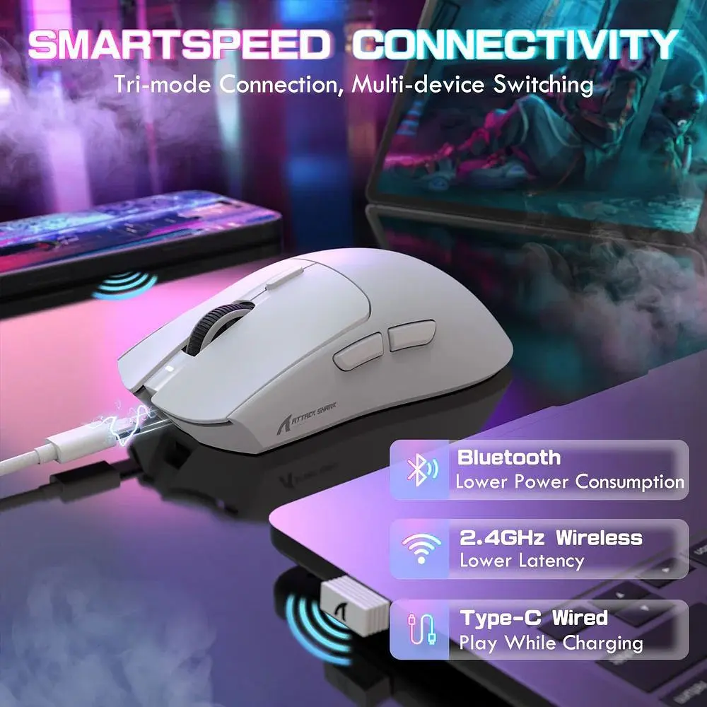 Миша Attack Shark X1 Wireless White (X1W_AS) [176676] - фото 5