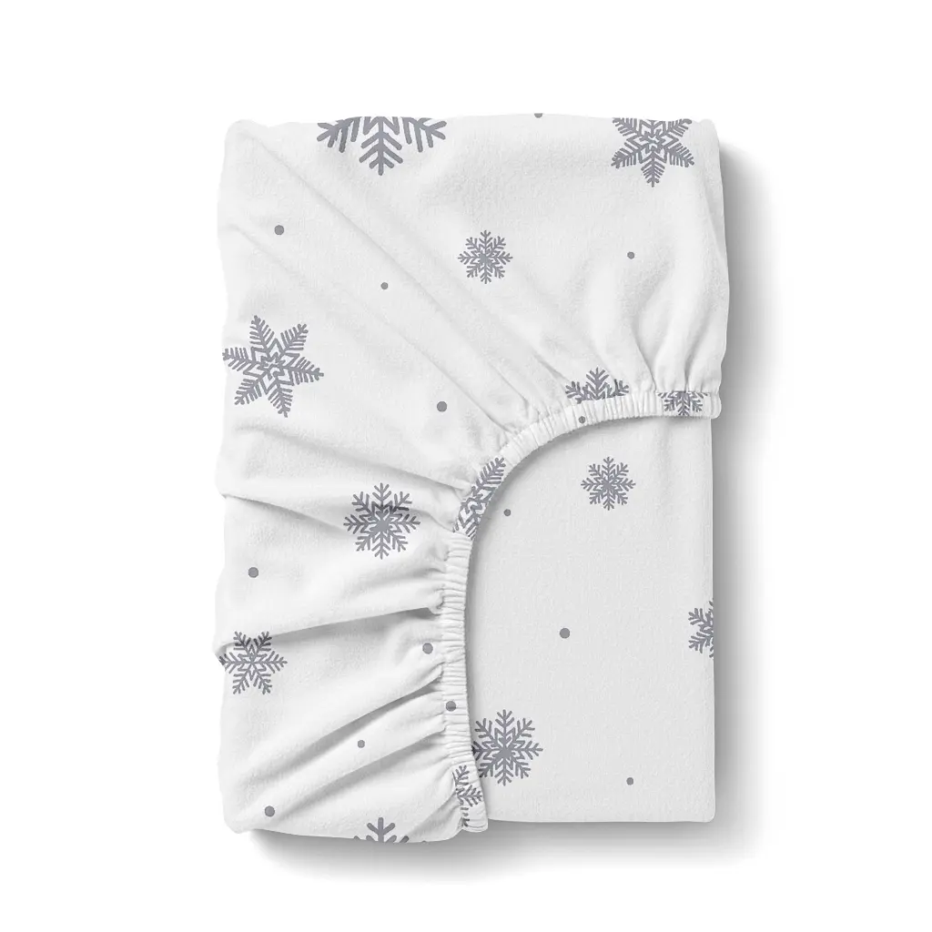 Простирадло на резинці фланель 160х200х30 SNOWFLAKES SILVER COSAS (4822052475898)