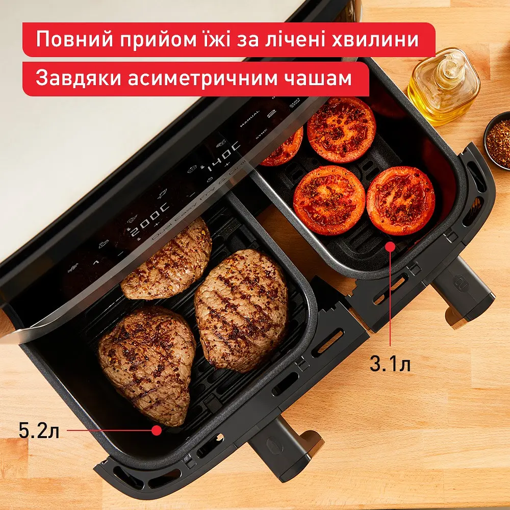 Аерогриль Tefal Dual EasyFry & Grill AirFryer сіро-чорний 2700 Вт (EY905D10) - фото 8