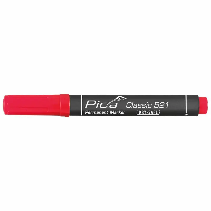 Маркер перманентний Pica 521/40 Classic Permanent Marker Chisel tip, зі скошеним носиком, червоний