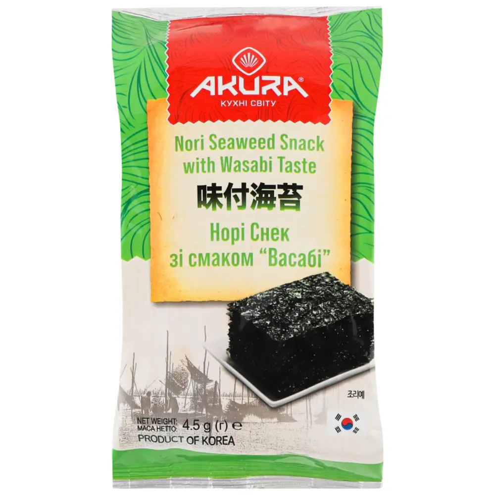 Нори снек Akura со вкусом васаби 4.5 г - фото 2