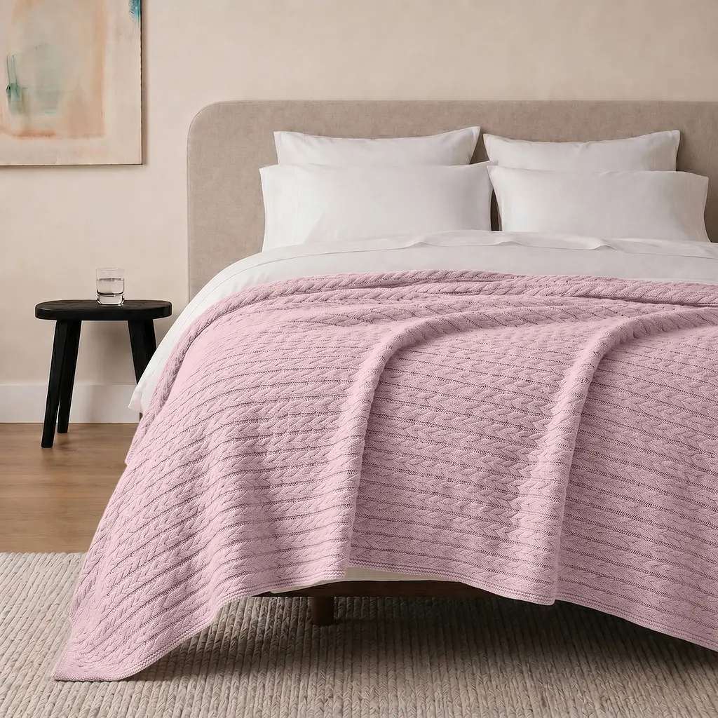 Плед покривало Cosas Blush Knitted Braid 240х260 см косичка (Blanket_11Blush_KnittedBraid_240x260) - фото 2