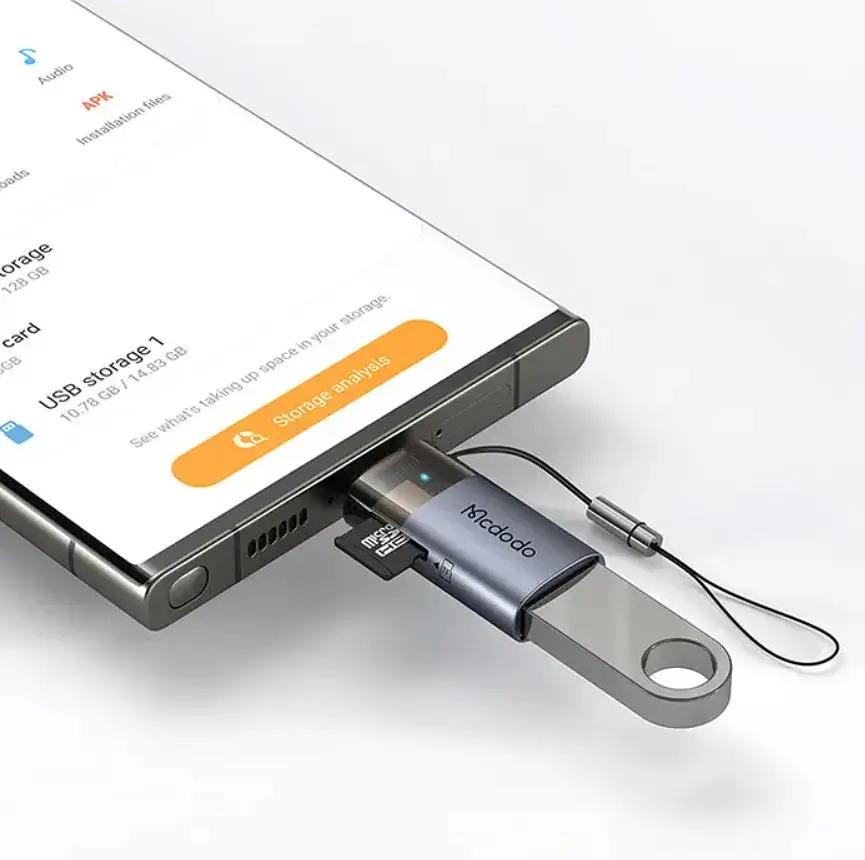 Адаптер Mcdodo 2 в 1 USB-A to USB-C with TF Card Reader Adapter Черный - фото 3