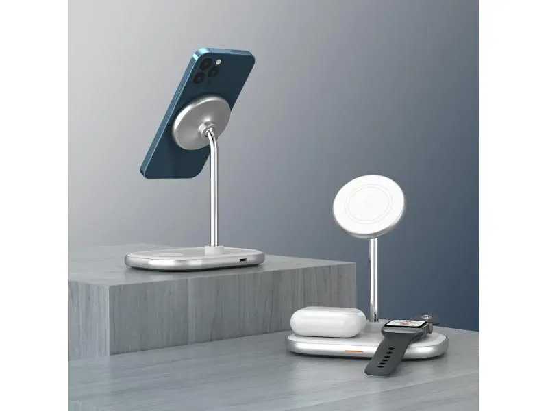 Бездротовий зарядний пристрій Energizer 3-in-1 15 W Magnetic Wireless Fast Charger White (WCP303) - фото 3