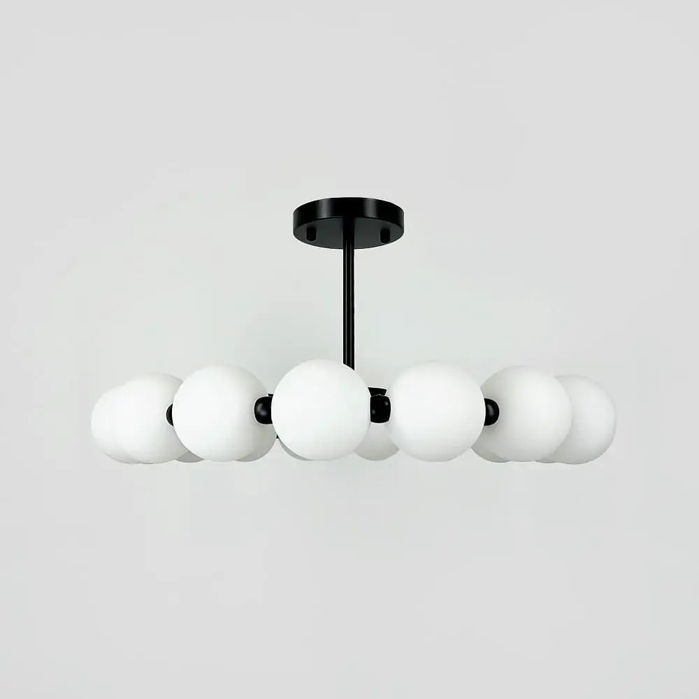 Потолочная черная люстра в виде кольца из полимерных шариков Ø 63 см Line F | Ст. 993-670 BK D120 - фото 2