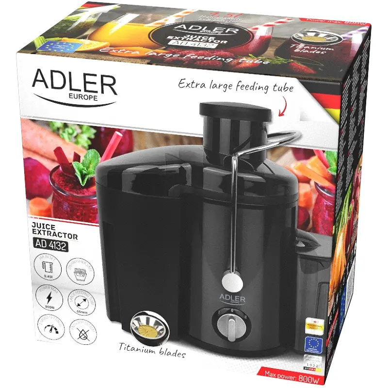 Соковитискач Adler AD 4132 dark inox 600Вт/ контейнер для соку-0,45л/ контейнер для м'якоті-1,5л - фото 6