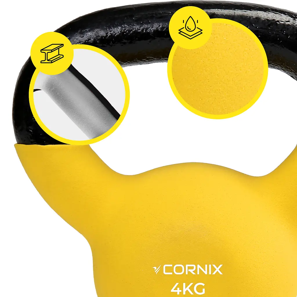 Гиря металева Cornix 4 кг з вініловим покриттям XR-0435 Yellow/Black - фото 5