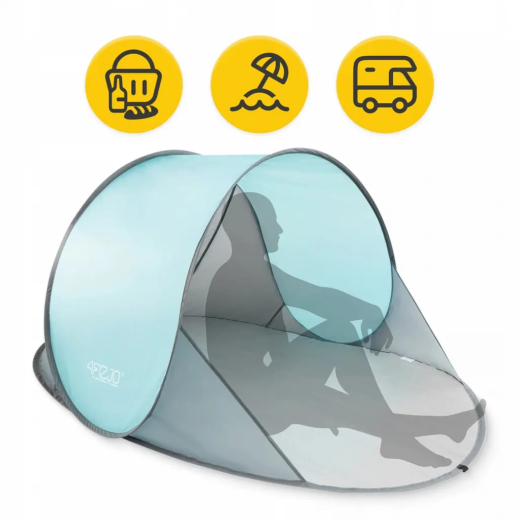 Намет пляжний 4FIZJO Pop-Up 195 x 120 см саморозкладний Grey/Mint (P-5905973401432) - фото 7