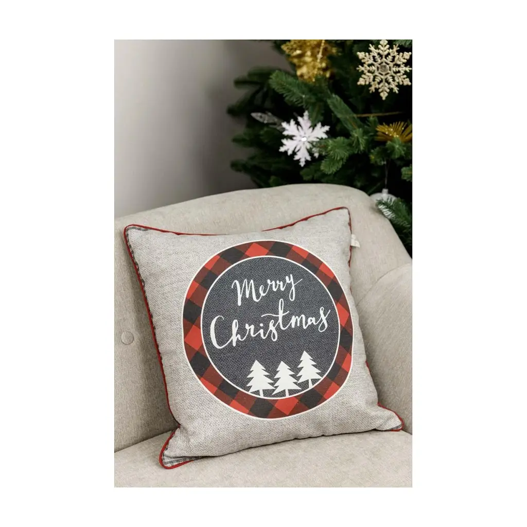 Наволочка Прованс декоративна Меry Cristmas сіра 45х45 (031692) - фото 3