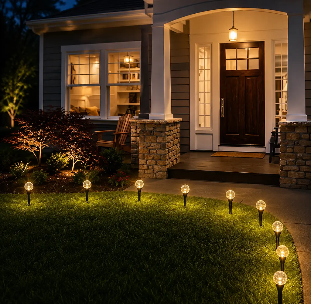 Садовий світильник garden light з сонячною панеллю / Кулясті ліхтарі для саду з бульбашками Solar / Світлодіодна LED-гірлянда для саду - фото 4