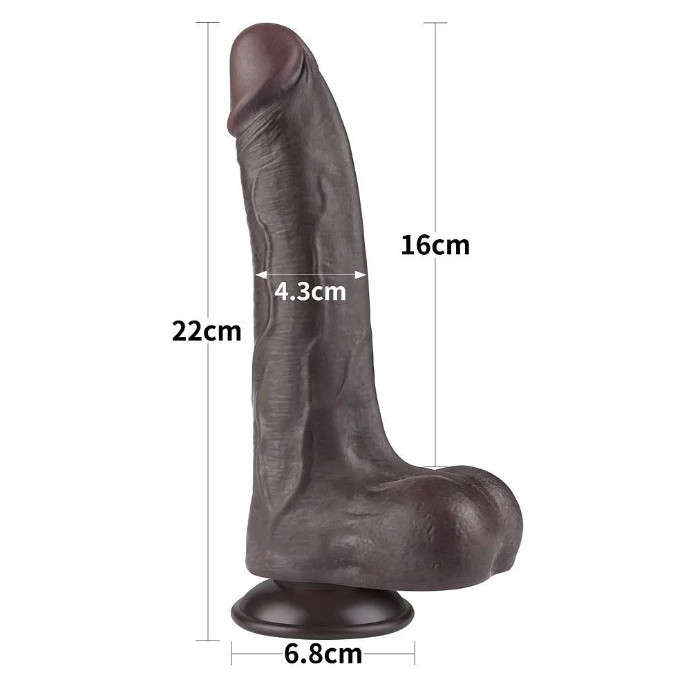 Фаломіметатор Sliding Skin Dual Layer Dong, 21.6 см (чорний) - фото 6