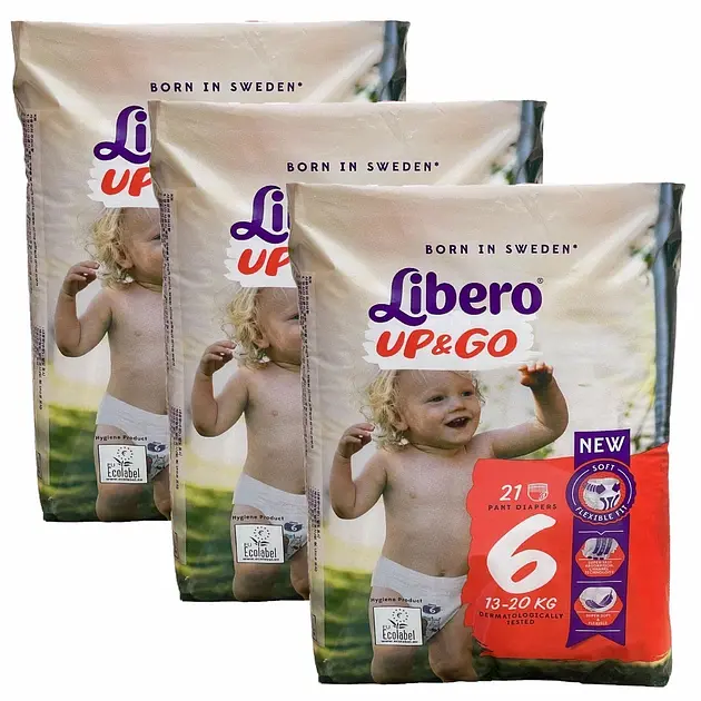 Підгузники - трусики Libero UP & GO 6 (13-20 кг), 63 шт