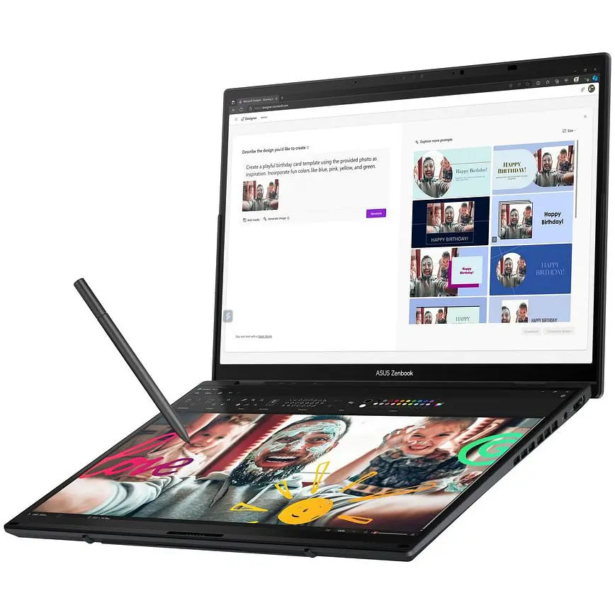 Ноутбук Ultraportabil ASUS Zenbook Duo OLED UX8406MA с процессором Intel Core Ultra 9 185H 5.1 GHz, 14", 3K, OLED, сенсорный, 32GB, 2TB SSD, Intel Arc графикой, Windows 11 Pro, Inkwell серый - фото 11